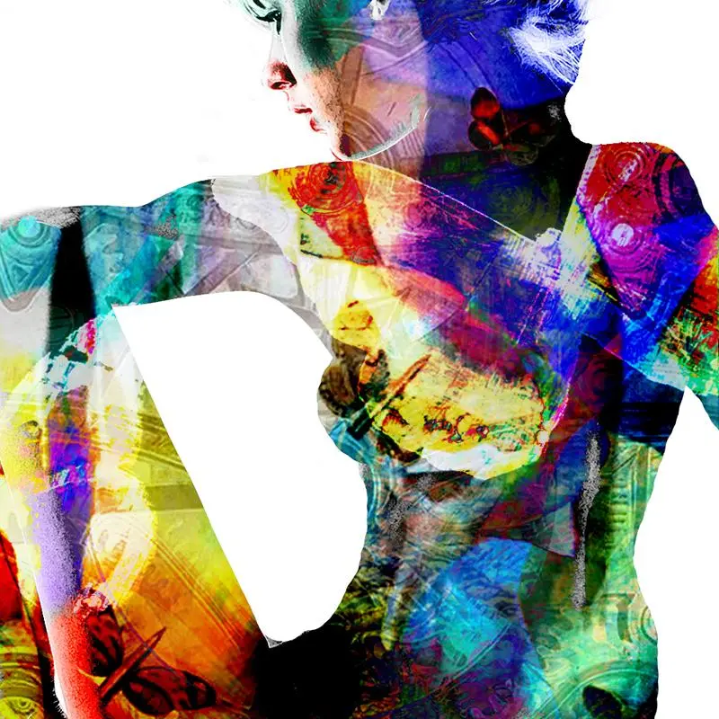 digital collage art woman torso
