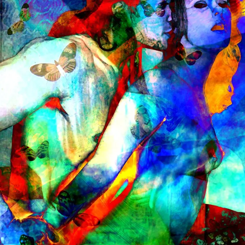 kiss and ecstasy mixed media digital collage