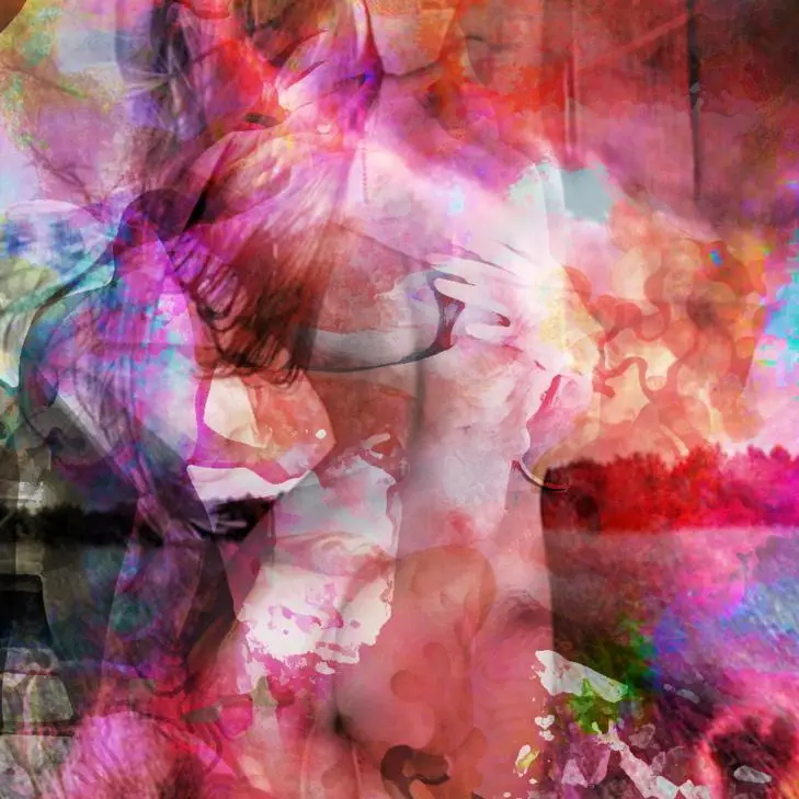 female torso painting digital collage