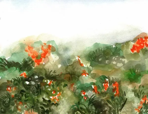 Boris-Novak flower field painting watercolor