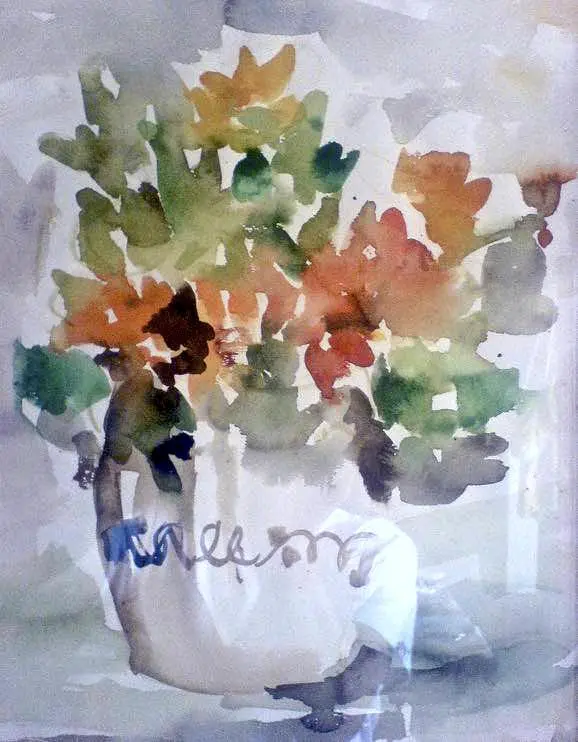 flowers still life painting watercolor